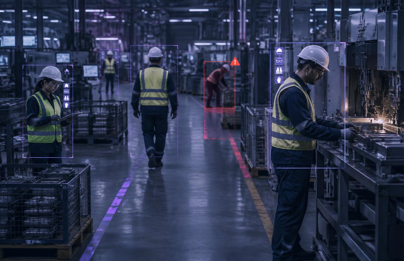 Workers and machinery monitored by computer vision safety systems